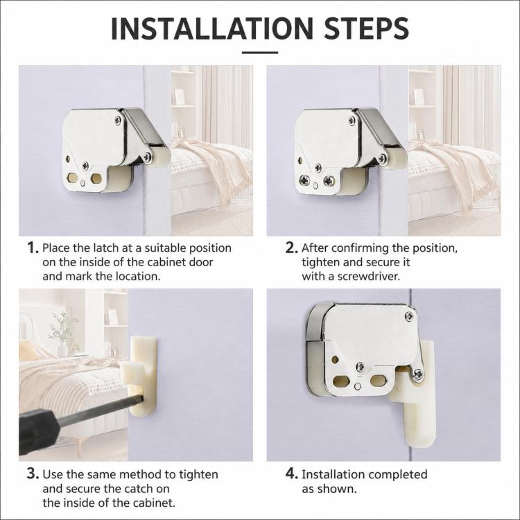 Handle Free Push-To-Ppen Cabinet Door Retractor Rebound Latch — view 12