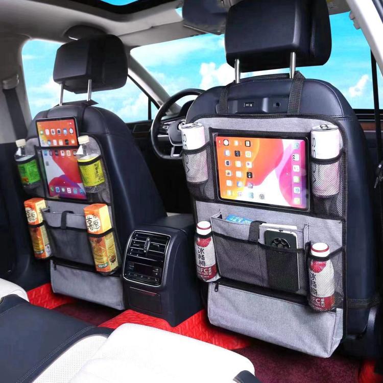Car Seat Back Children Anti-kick Pad Back Storage Hanging Bag — Black