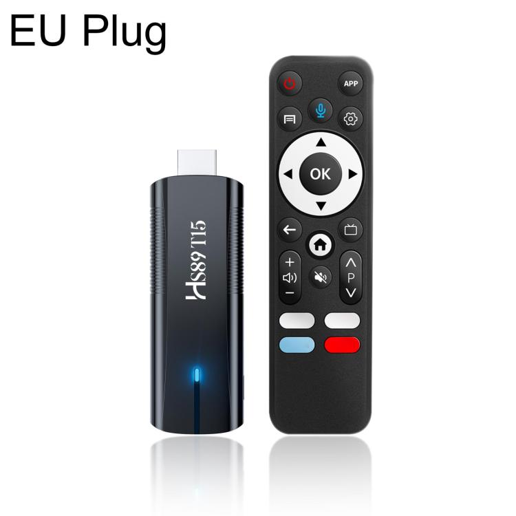 HS89 T15 Android 14 Mini HD TV Stick with Remote Control, RK3539 Cortex-A55 Quad-Core — US Plug