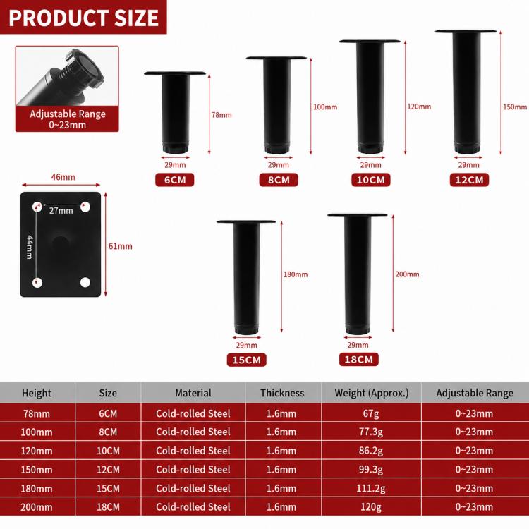 Simple Height-Adjustable Furniture Support Legs for Sofas and Coffee Tables — view 26