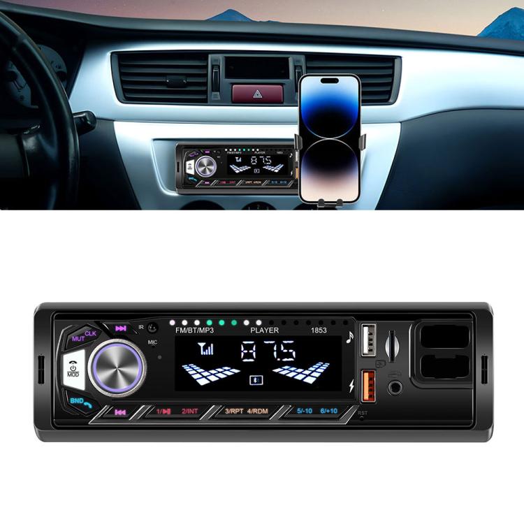 Universal Single-DIN Car MP3 Player with Phone Holder