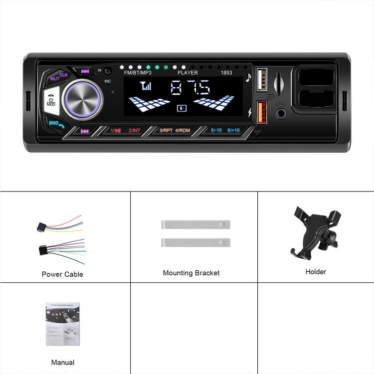 Universal Single-DIN Car MP3 Player with Phone Holder