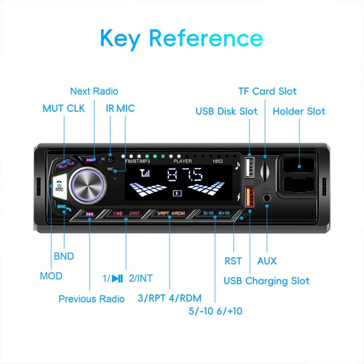 Universal Single-DIN Car MP3 Player with Phone Holder