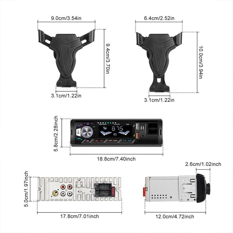 Universal Single-DIN Car MP3 Player with Phone Holder