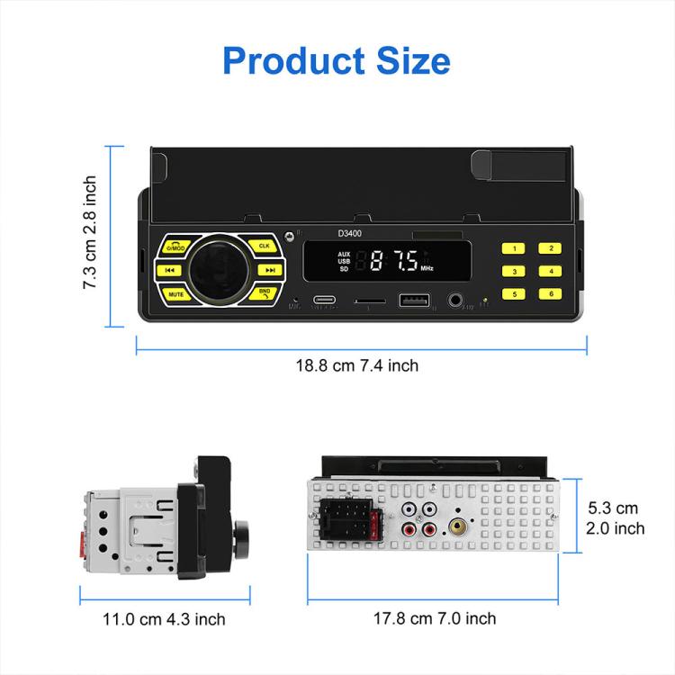 Universal Single-DIN Car Bluetooth MP3 Player FM Radio with Phone Holder — view 3