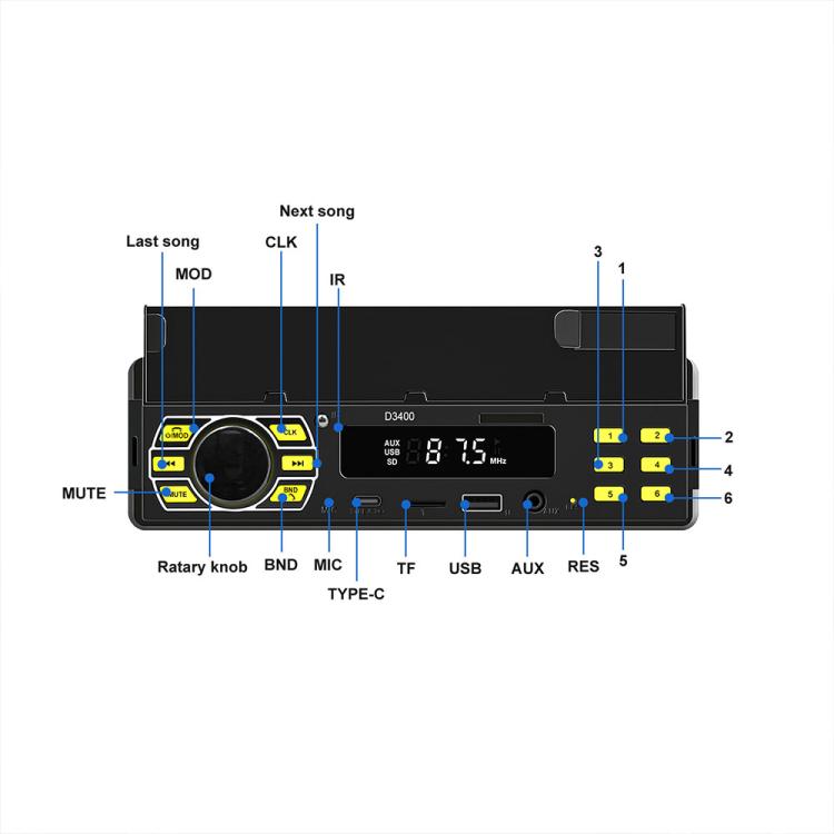 Universal Single-DIN Car Bluetooth MP3 Player FM Radio with Phone Holder — view 4