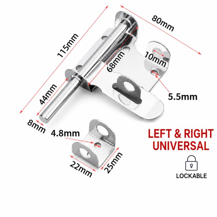 201 Stainless Steel Slide Bolt Latch, Heavy-Duty Barrel Bolt Door Lock — 4 inch