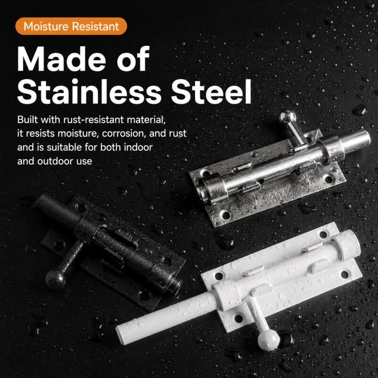 304 Stainless Steel Slide Bolt Latch, Heavy-Duty Barrel Bolt Door Lock — view 10