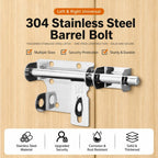 201 Stainless Steel Ball Handle Slide Bolt Latch Door Lock with Lock Hole — view 14