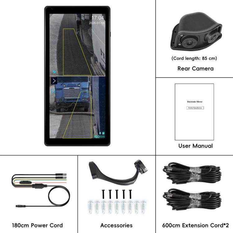 10.36 inch Trucks Electronic Rear-View Mirror Digital HD Wired Touchscreen with BSD DVRs