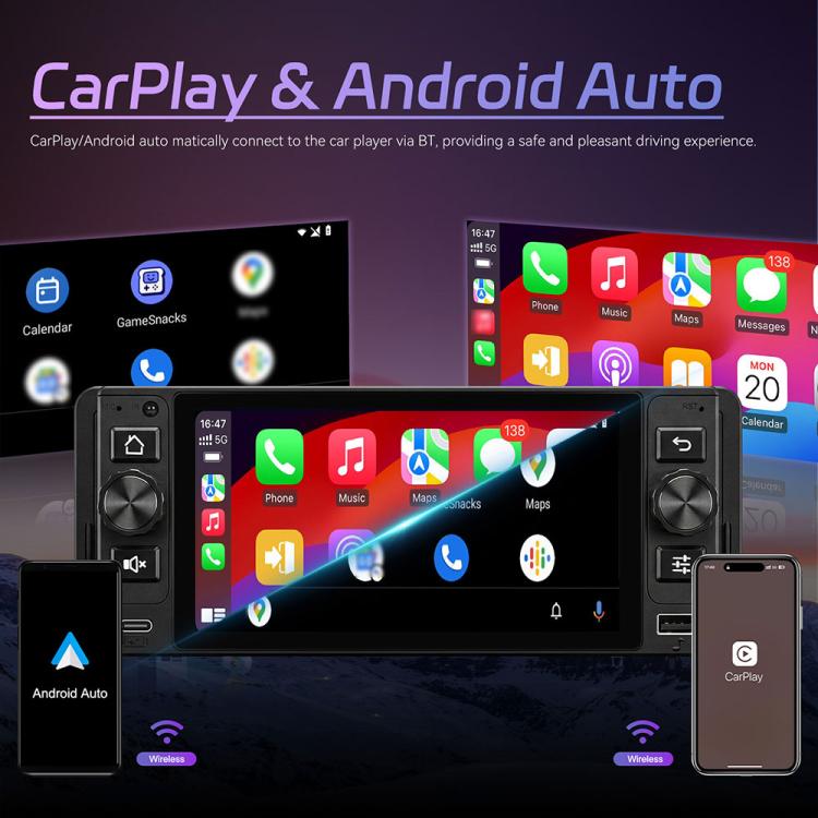 5 inch Single Din Android 15 Center Console CarPlay Car Video Navigation