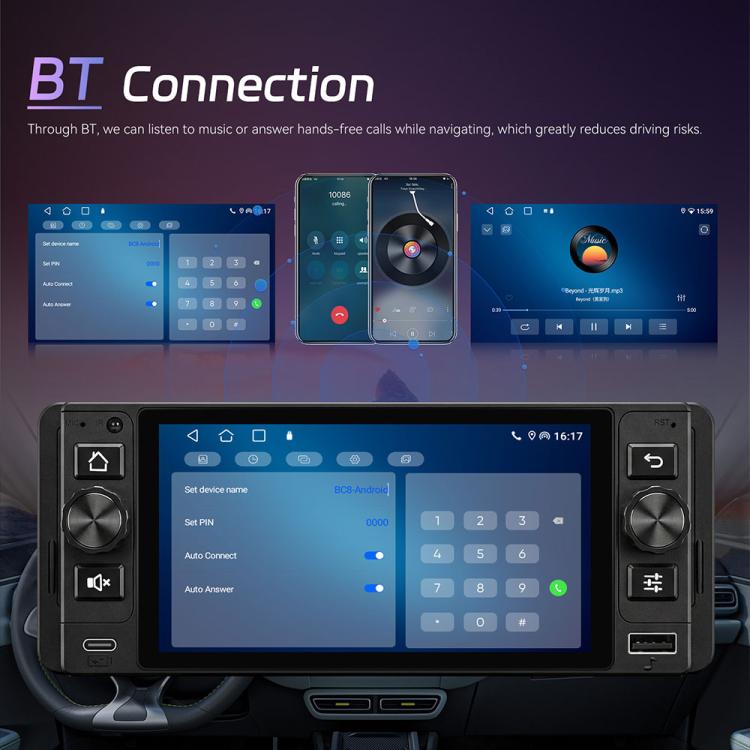 5 inch Single Din Android 15 Center Console CarPlay Car Video Navigation