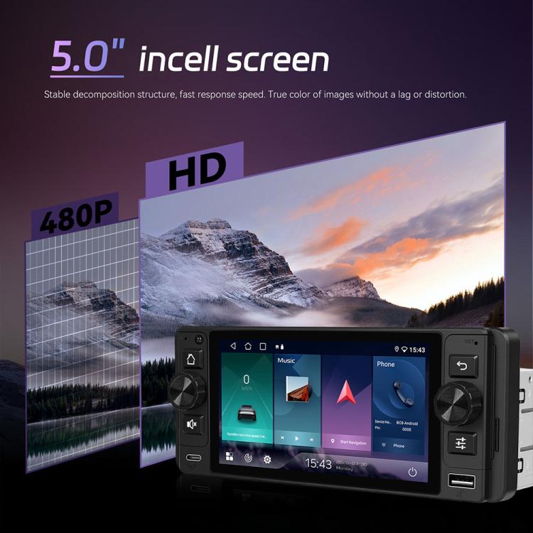 5 inch Single Din Android 15 Center Console CarPlay Car Video Navigation