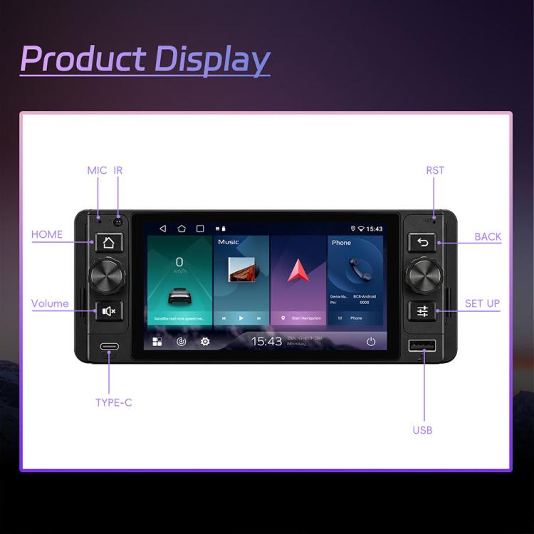 5 inch Single Din Android 15 Center Console CarPlay Car Video Navigation