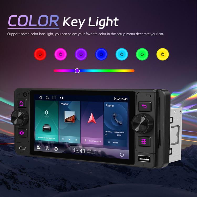 5 inch Single Din Android 15 Center Console CarPlay Car Video Navigation