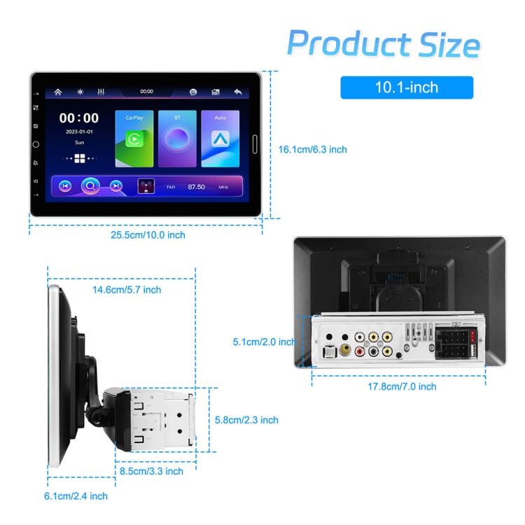 10.1 inch Car HD Touchable Screen Single Din Carplay MP5 Player — Standard+Reversing camera