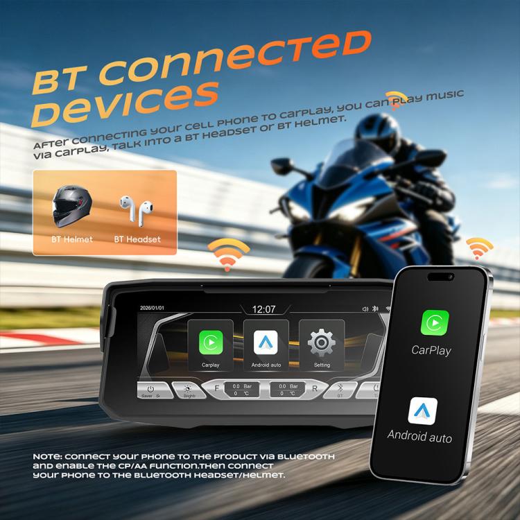 6.86 inch Motorcycle Wireless CarPlay and Android Auto Display Screen Navigator — view 12
