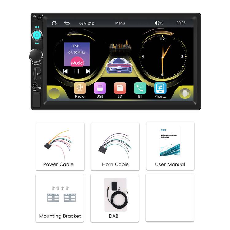 7 inch Car HD Touchable Screen Wireless Carplay Dual Spindle MP5 Player