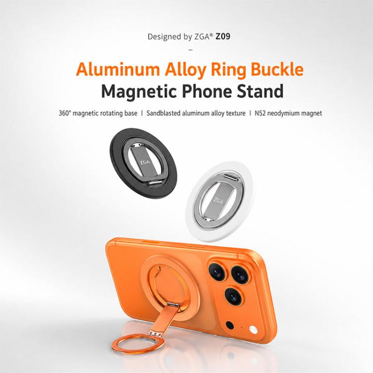 ZGA Z09 360 Degree Rotation Aluminum Alloy Ring Buckle Magnetic Phone Holder