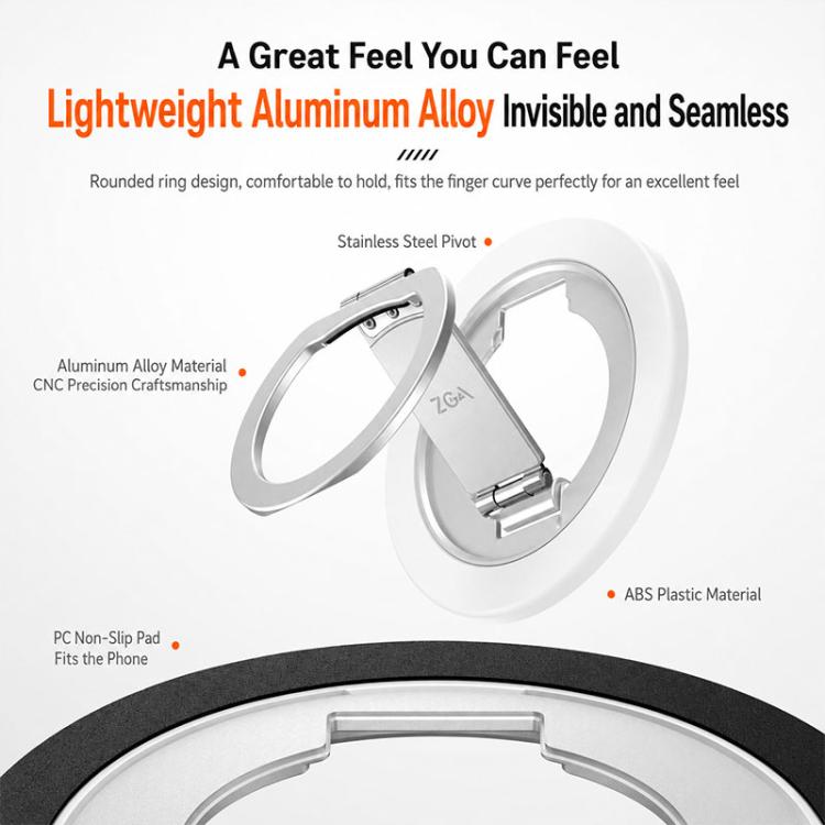 ZGA Z09 360 Degree Rotation Aluminum Alloy Ring Buckle Magnetic Phone Holder