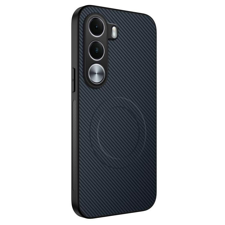 WANLONFENG TQ Series Magnetic Carbon Fiber Texture PC Hybrid TPU Phone Case — Sapphire Blue