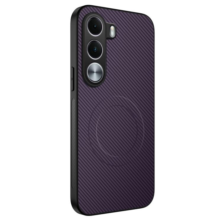 WANLONFENG TQ Series Magnetic Carbon Fiber Texture PC Hybrid TPU Phone Case — Purple
