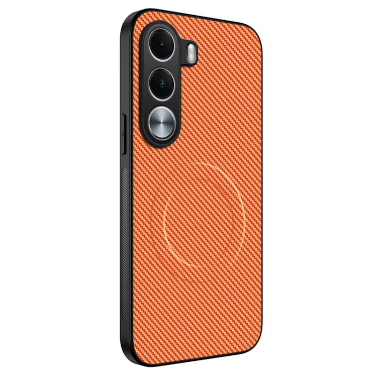 WANLONFENG TQ Series Magnetic Carbon Fiber Texture PC Hybrid TPU Phone Case — Orange