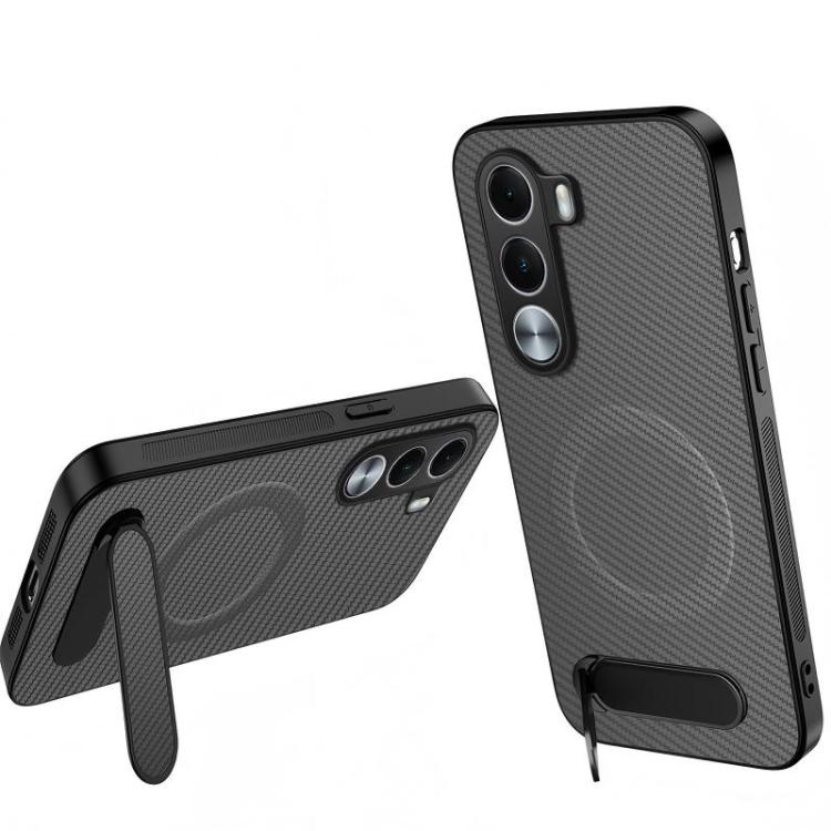 WANLONFENG Kickstand Carbon Fiber Texture Magnetic Phone Case — Sapphire Blue