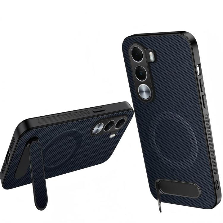 WANLONFENG Kickstand Carbon Fiber Texture Magnetic Phone Case — Purple