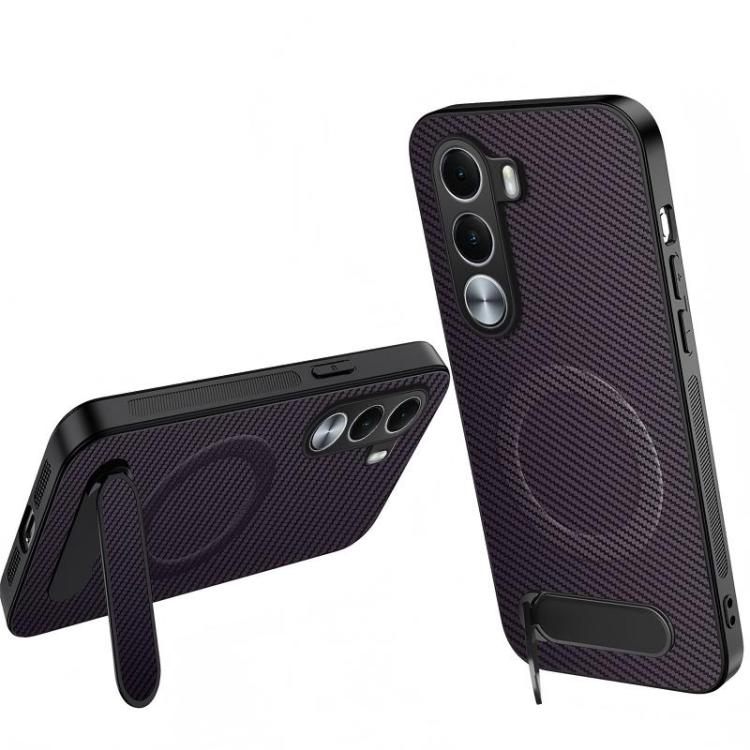 WANLONFENG Kickstand Carbon Fiber Texture Magnetic Phone Case — Orange