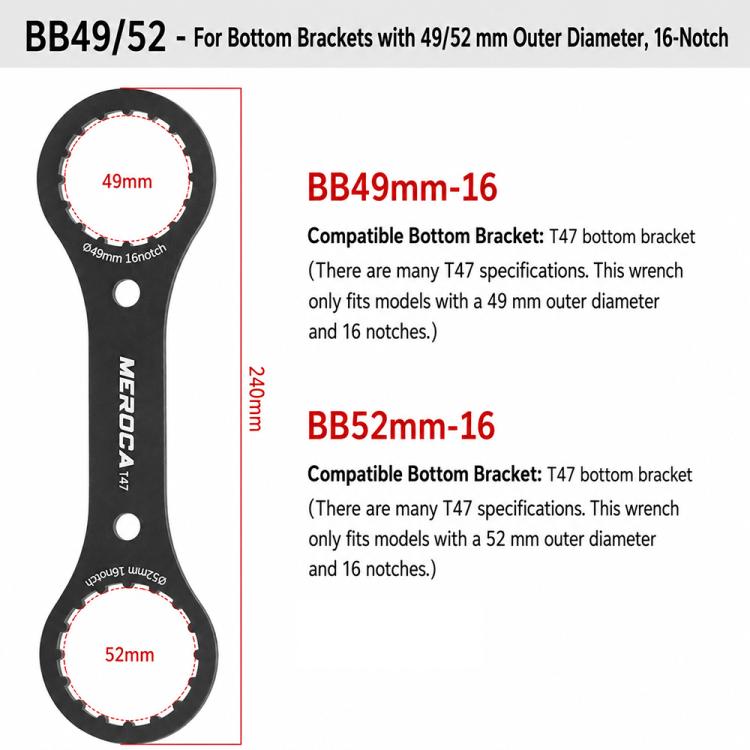 MEROCA Bicycle Hollow Crankset Removal Tool Axis Spanner — view 10
