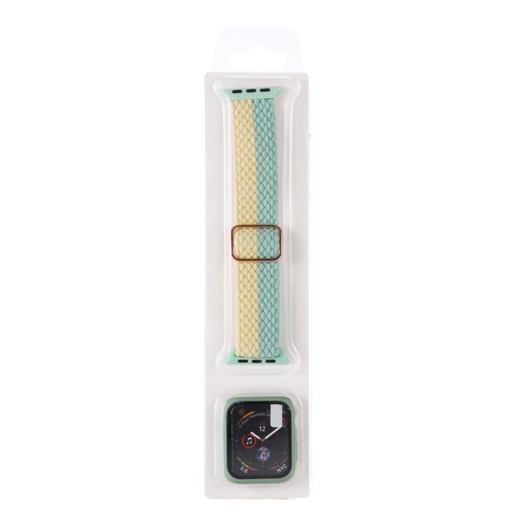 Adjustable Striped Woven Nylon Watch Band + Watch Case Set — Army Green