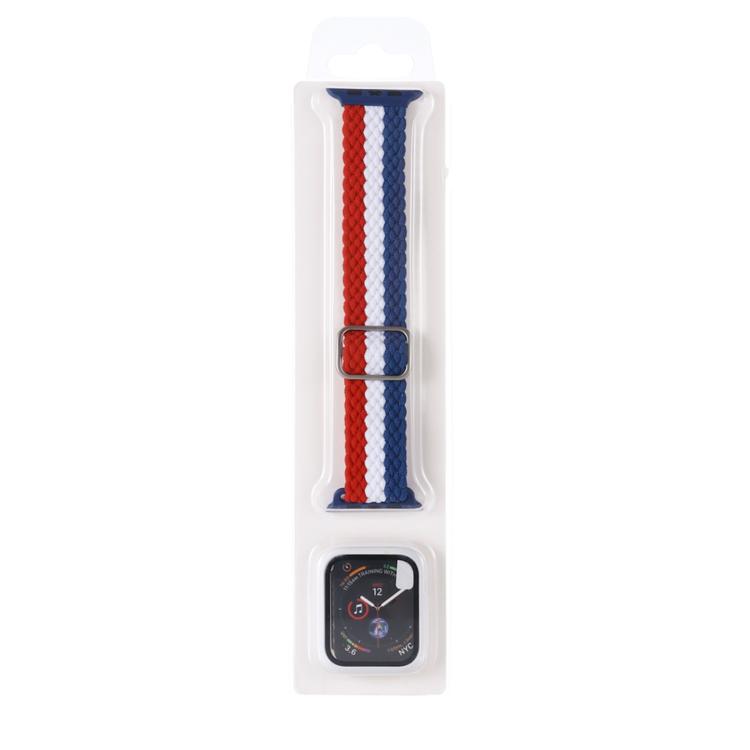 Adjustable Striped Woven Nylon Watch Band + Watch Case Set — Black Red