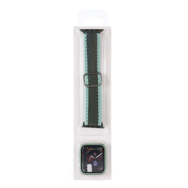 Adjustable Striped Woven Nylon Watch Band + Watch Case Set — For Apple Watch Series 11 / 10 46mm
