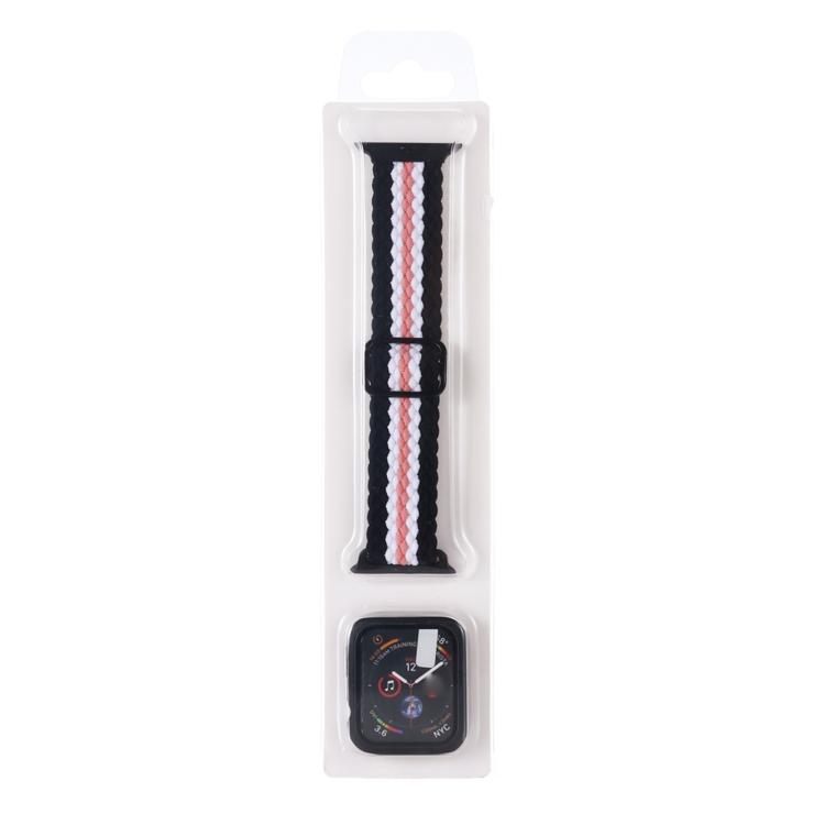 Adjustable Striped Woven Nylon Watch Band + Watch Case Set — Black Orange