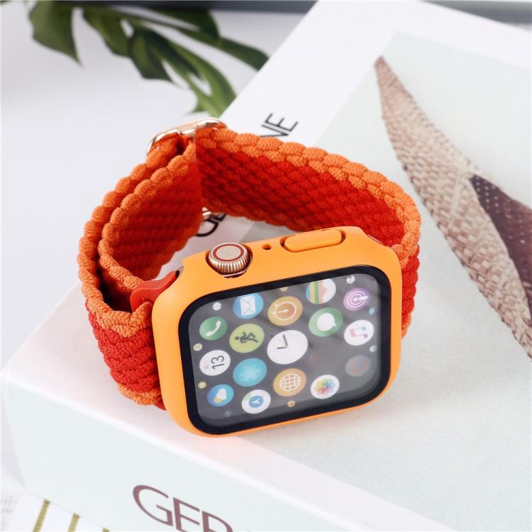 Adjustable Striped Woven Nylon Watch Band + Watch Case Set