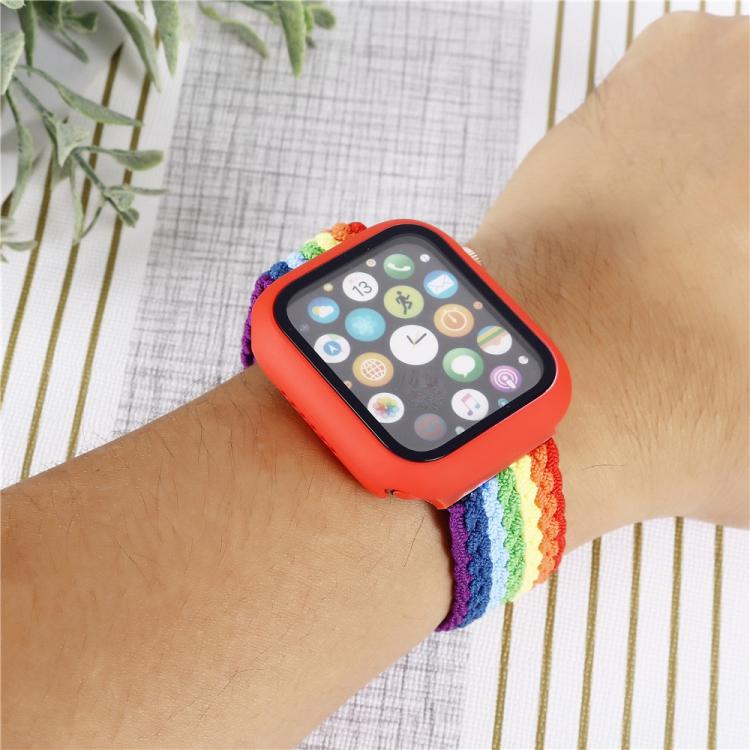 Adjustable Striped Woven Nylon Watch Band + Watch Case Set