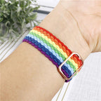 Adjustable Striped Woven Nylon Watch Band + Watch Case Set