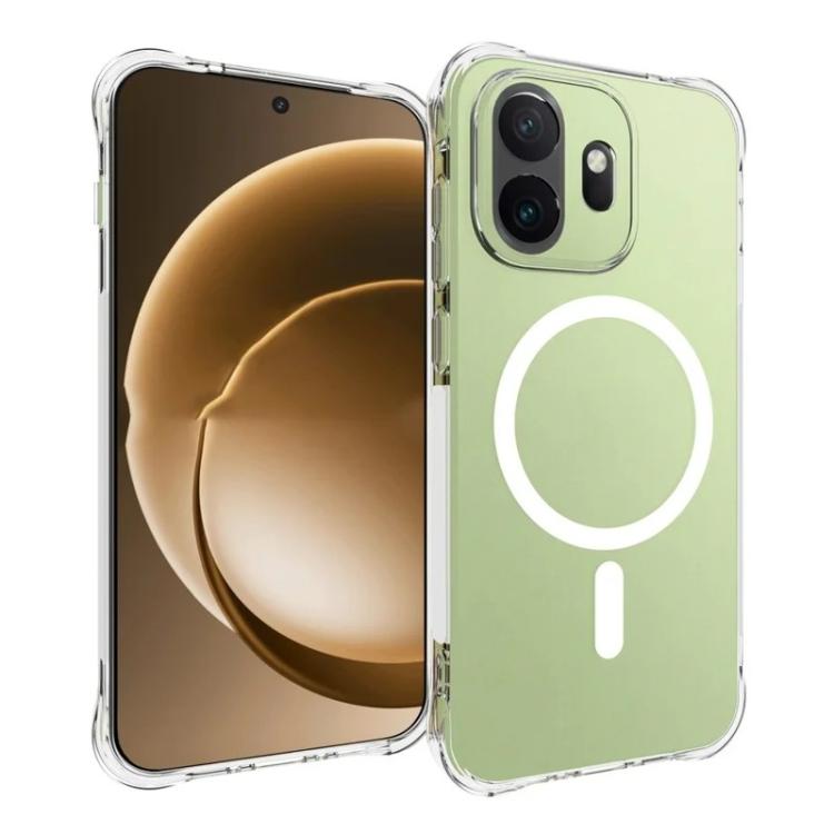 WANLONFENG Transparent Magnetic Four-Corner Shockproof TPU Phone Case with 2pcs Screen Films