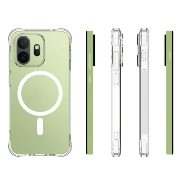 WANLONFENG Transparent Magnetic Four-Corner Shockproof TPU Phone Case with 2pcs Screen Films