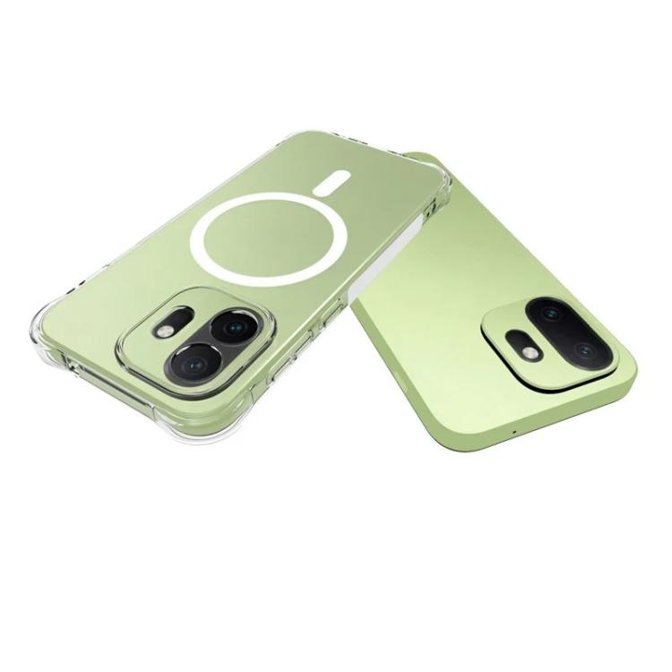 WANLONFENG Transparent Magnetic Four-Corner Shockproof TPU Phone Case with 2pcs Screen Films