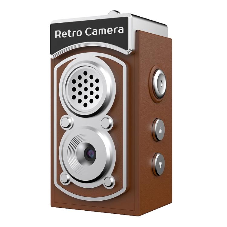 X9 1080P 8MP High Definition Display Mini Retro Thumb Camera — Brown