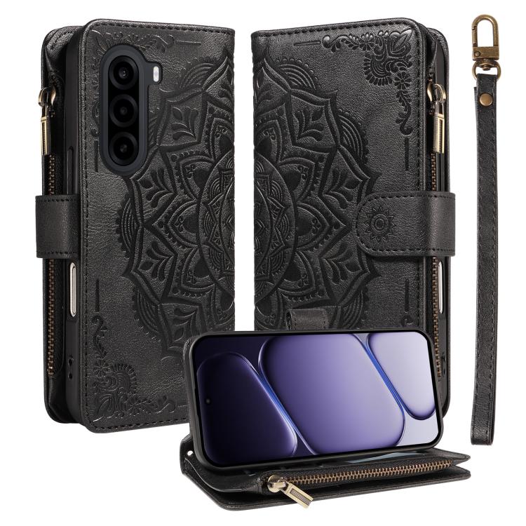 Mandala Embossed 9-Card Zipper RFID Vegan Leather Phone Case with Short Lanyard — view 14