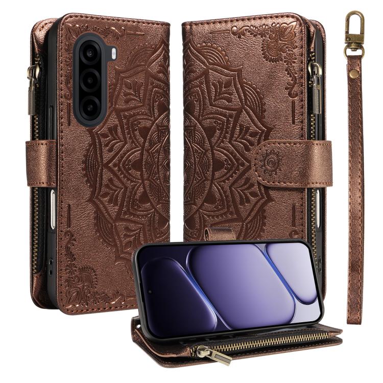 Mandala Embossed 9-Card Zipper RFID Vegan Leather Phone Case with Short Lanyard — view 15
