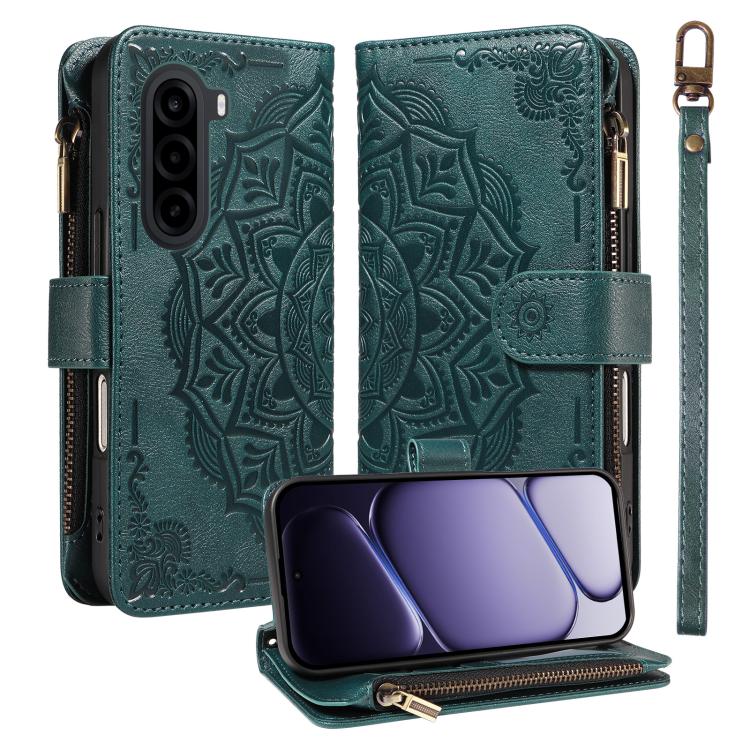Mandala Embossed 9-Card Zipper RFID Vegan Leather Phone Case with Short Lanyard — view 16