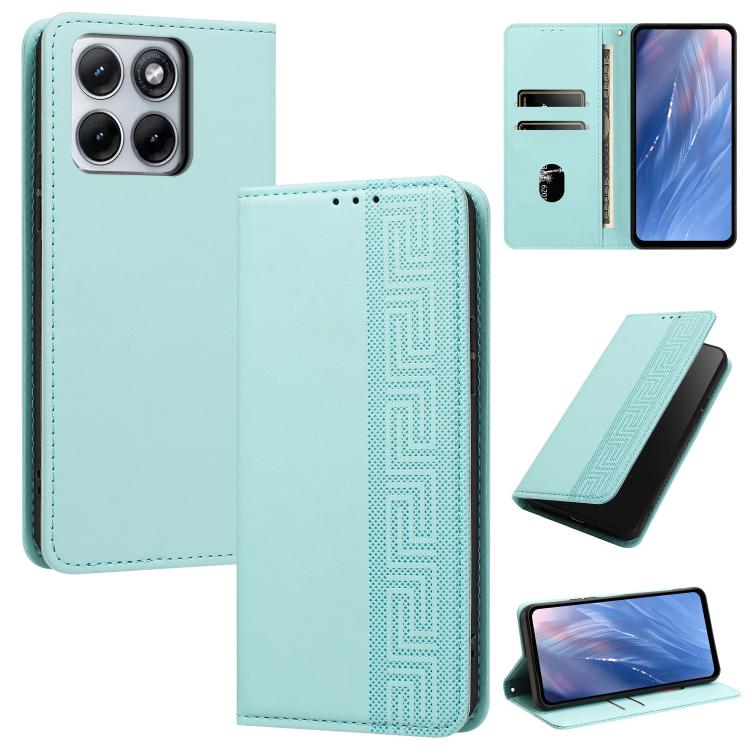 Embossed Meander Pattern RFID Vegan Leather Phone Case