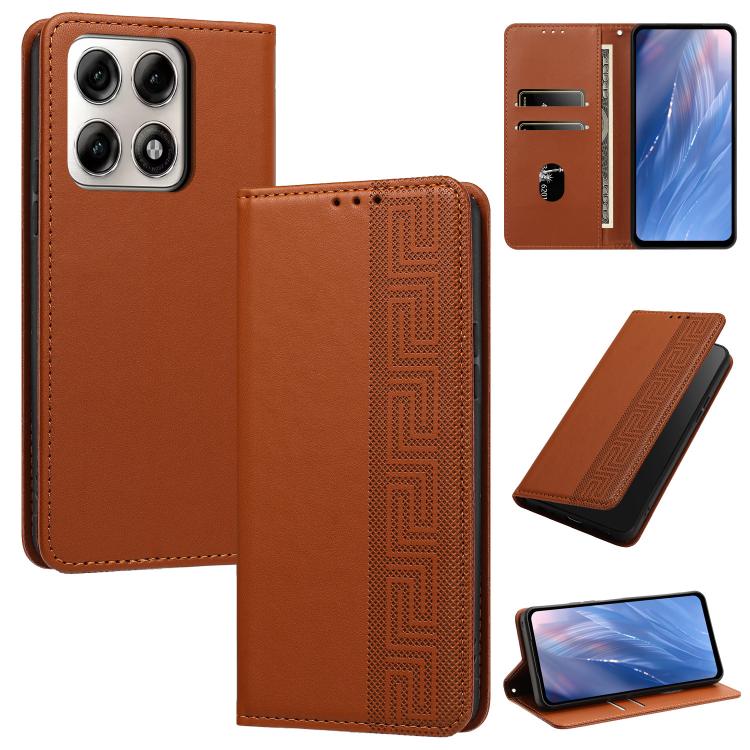 Embossed Meander Pattern RFID Vegan Leather Phone Case