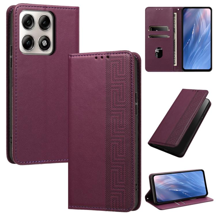 Embossed Meander Pattern RFID Vegan Leather Phone Case