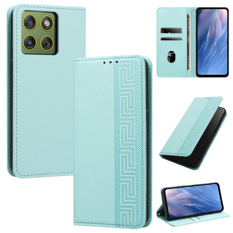 Embossed Meander Pattern RFID Vegan Leather Phone Case