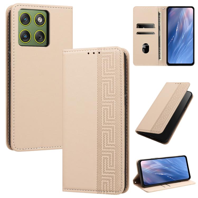 Embossed Meander Pattern RFID Vegan Leather Phone Case